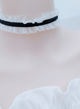 choker系带仙女格子蕾丝花边项圈