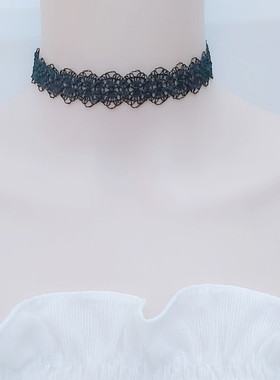 宽1.8CMchoker蕾丝绑带项圈黑色蝴蝶结吊坠时尚百搭脖饰原创设计