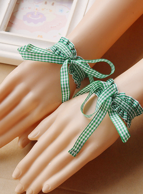 格子花边女式系带款式手绳脖饰