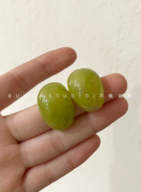 法式晕染蓝绿色复古耳饰耳钉