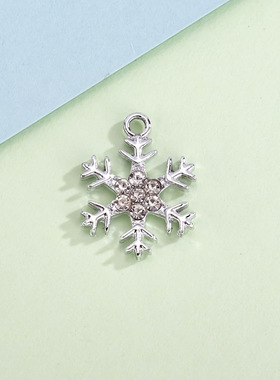 带钻雪花吊坠挂件配饰圣诞款合金饰品配件diy手链女项链服饰耳饰