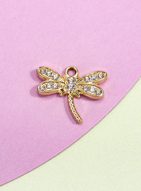 蜻蜓配饰挂件镶钻吊坠简约合金饰品配件diy手链服饰项链包包材料