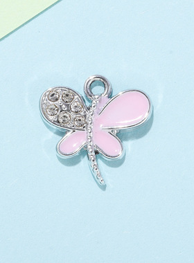 合金滴油蝴蝶挂件配饰小吊坠镶钻首饰配件dyi手链项链服饰钥匙扣
