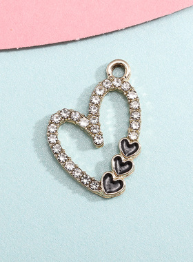 爱心配饰挂件桃心吊坠滴油镶钻合金饰品配件diy耳饰手链项链服饰