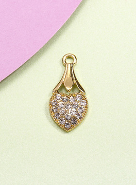 爱心花朵挂件配饰镶钻吊坠精美巧妙合金配件diy手链项链服饰材料