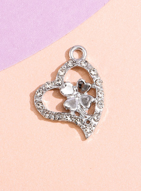 爱心合金镶钻饰品挂件配饰diy树叶个性吊坠手链服饰箱包手工材料