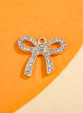 简约蝴蝶结挂件配饰镶钻小吊坠合金配件diy手链饰品项链服饰材料