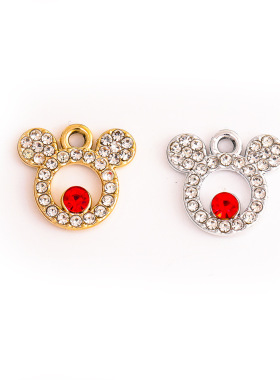 大红米奇挂件配饰米妮头小吊坠合金镶钻饰品配件diy手链项链服饰