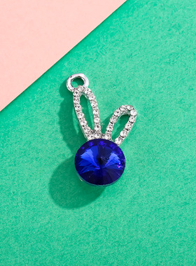 兔头配饰挂件吊坠彩色玻璃水晶合金配件diy手链项链服饰饰品材料