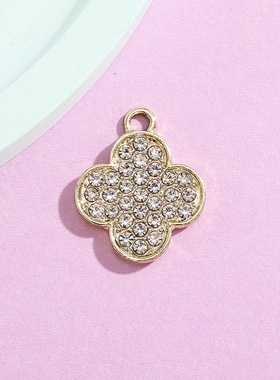 四叶草配饰挂件镶钻吊坠简约合金饰品配件diy项链手链服饰钥匙扣
