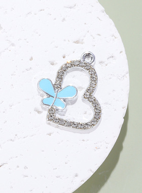 蝴蝶挂件配饰镶钻小吊坠简约甜美合金配件diy手链项链服饰钥匙扣