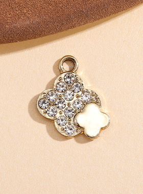 双梅花挂件配饰四叶草吊坠简约镶钻合金饰品配件diy手链服饰项链