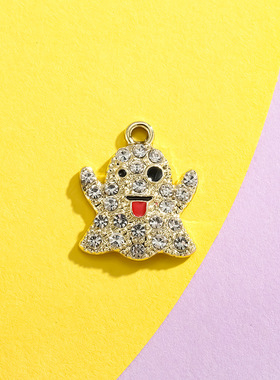 卡通幽灵挂件吊坠怪兽滴油镶钻饰品配件diy合金配饰手链项链材料