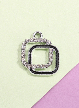 四叶草爱心配饰挂件正方形吊坠简约滴油镶钻合金配件diy手链服饰