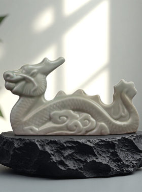 景德镇567老厂货影青釉龙形笔架