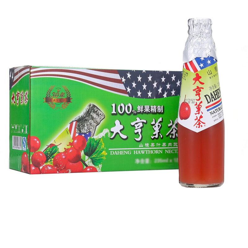 大亨山楂果茶果汁饮料235ml*24瓶整箱多省包邮-图0