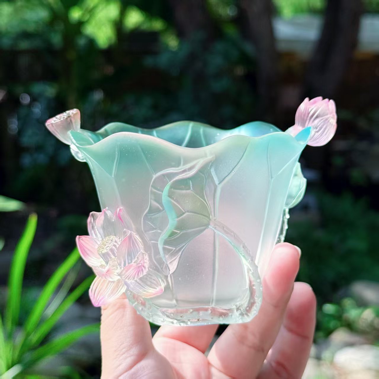 杭州灵隐文创2025新款荷花小水方琉璃多彩荷花杯桌面创意摆件7222,淘宝优惠券,粉丝福利购,淘宝优惠卷