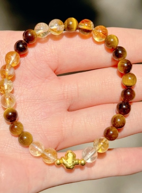 灵隐文创2025新款好运将至黄塔金情侣新中式手串金虎眼石手链3392