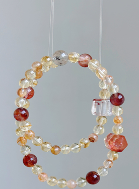 杭州灵隐文创锦鲤胶花双圈水晶手链新中式单圈手串节日饰品礼物