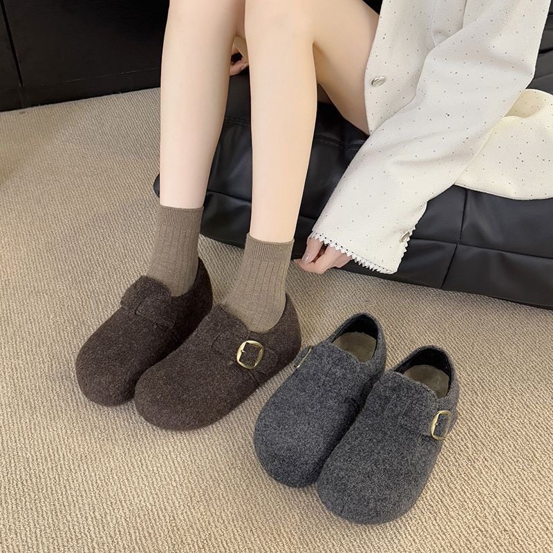 2025冬季勃肯鞋女 新款加绒内全包毛呢一脚蹬保暖棉鞋一件代,淘宝优惠券,粉丝福利购,淘宝优惠卷