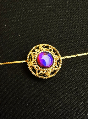 沙金盒子托6mm水晶面斑彩石