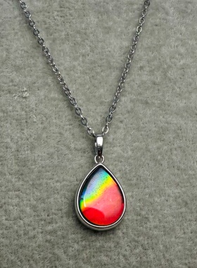 水晶面随机七彩小水滴斑彩石吊坠（非图片款，可挑选）