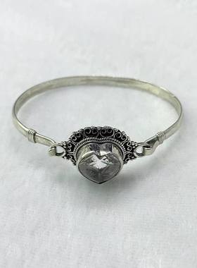 925银尼泊尔手工天然白水晶手镯