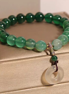 小众设计森系渐变绿玛瑙手串高级