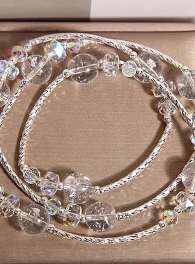 薰衣草多圈紫色夜光海蒂珠手链女小众轻奢叠戴水晶手串送朋友礼物