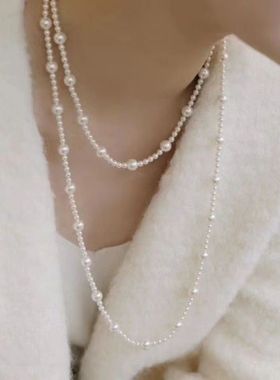 珍珠项链女轻奢小众2023新款爆款颈链长款叠戴秋冬毛衣链大气高档