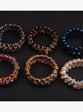 欧美风宝石编织弹力夸张手链包邮