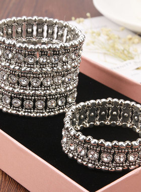 时尚复古五排弹性手链欧美夸张