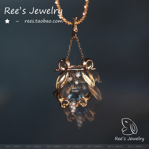 Ree原创 埃拉托之吻 圣玛利亚海蓝宝18K白金钻石吊坠项链多功能扣 - 图3