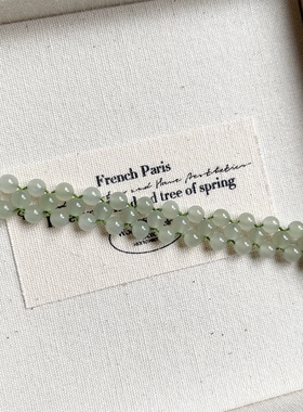 天然和田玉晴水米珠圆珠编织款手链女款文艺轻奢复古小清新配饰