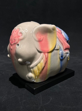 三彩艺原创《象耶》陶瓷摆件玄关客厅书房办公室商务洛阳特色礼物