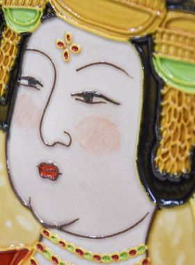 三彩艺陶瓷送礼客厅书房桌面摆件