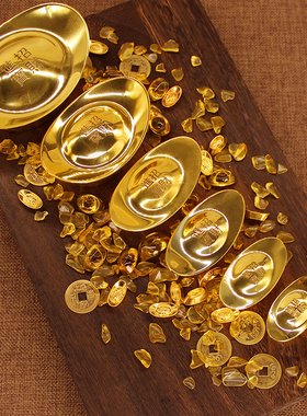 纯铜金元宝摆件招财进宝黄铜实心元宝黄金万两金条旺财风水装饰品