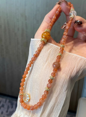 可爱手串女甜美仙女款送闺蜜手饰天然能量水晶金太阳石多圈手链