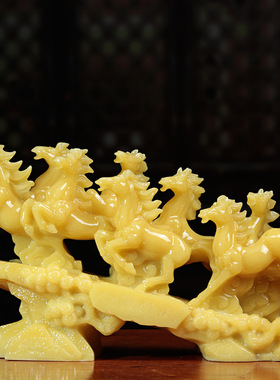 玉石八骏马马摆件八骏雄风办公桌室客厅玄关书房电视柜酒柜装饰品