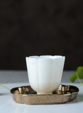 景德镇手工仿古铁黑功夫茶杯托四方日式茶托简约陶瓷杯托茶道配件