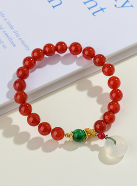 手链新中式简约气质手串抖音小红书网络爆款饰品红玛瑙平安扣