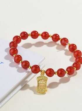 红玛瑙如意算盘手链新中式复古小众轻奢精致时尚手串饰品风格