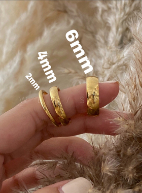 三件9折不掉色ins欧美潮金色戒指