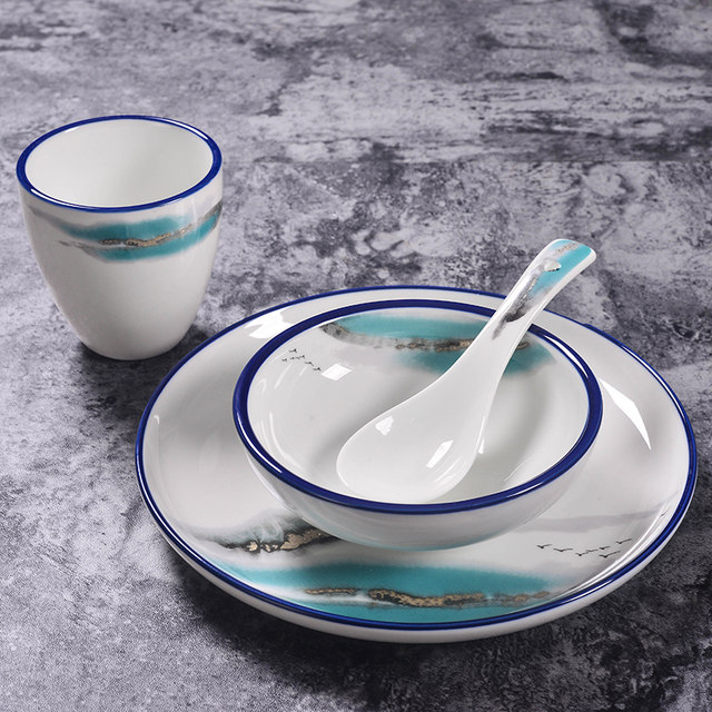 Hotel tableware set four-piece set underglaze color hotel