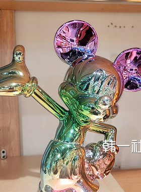 米奇摆件家居装饰品客厅可爱玄关手办米老鼠入户银色透明轻奢欢迎