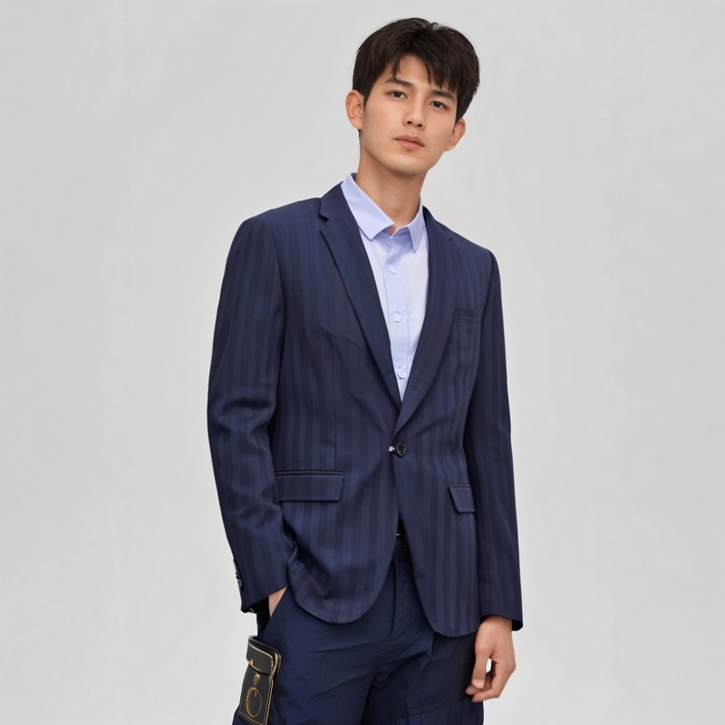 断码特价只有165 170~品牌尾货男士条纹蓝色西装外套春秋正装西服,淘宝优惠券,粉丝福利购,淘宝优惠卷