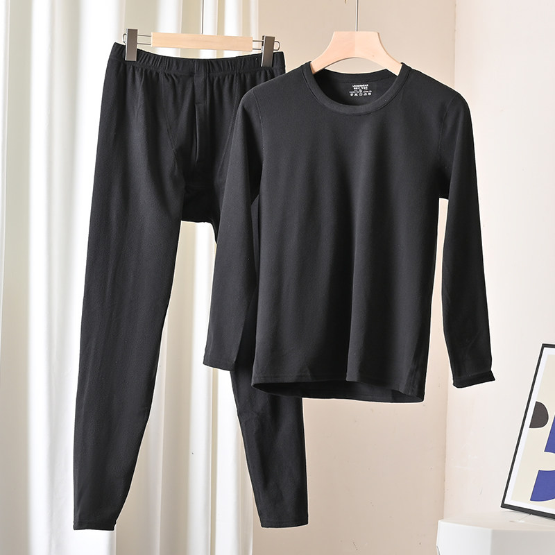 一线尾货男士纯黑色基础百搭打底衫中青年保暖内衣休闲套装棉毛衫,淘宝优惠券,粉丝福利购,淘宝优惠卷