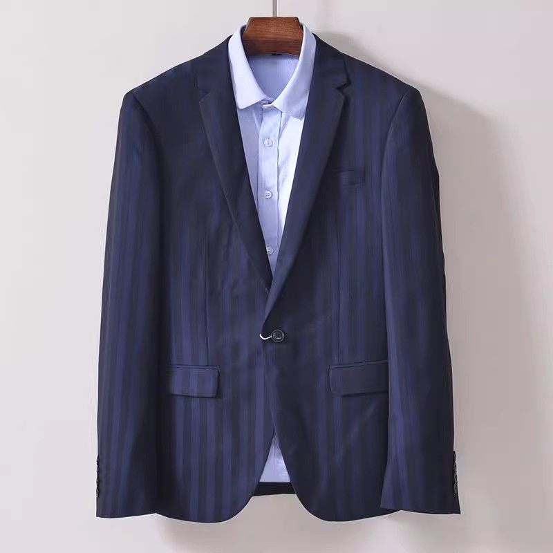 断码特价只有165 170~品牌尾货男士条纹蓝色西装外套春秋正装西服,淘宝优惠券,粉丝福利购,淘宝优惠卷