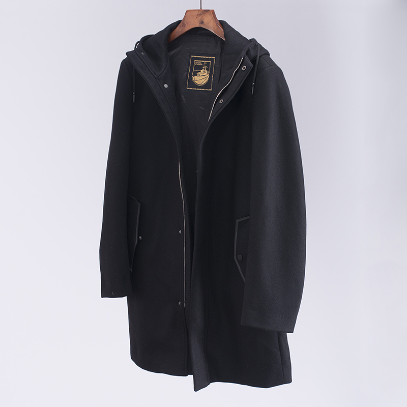 风衣男中长款冬季长款连帽大衣秋冬韩版休闲修身男士披风工装外套,淘宝优惠券,粉丝福利购,淘宝优惠卷