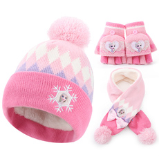 Комплект из двух частей 冰雪奇缘爱莎儿童帽子手套围巾三件套迪士尼宝宝围脖女童帽子围巾